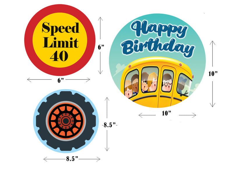 Wheels on the Bus Theme Birthday Party Table Toppers for Decoration