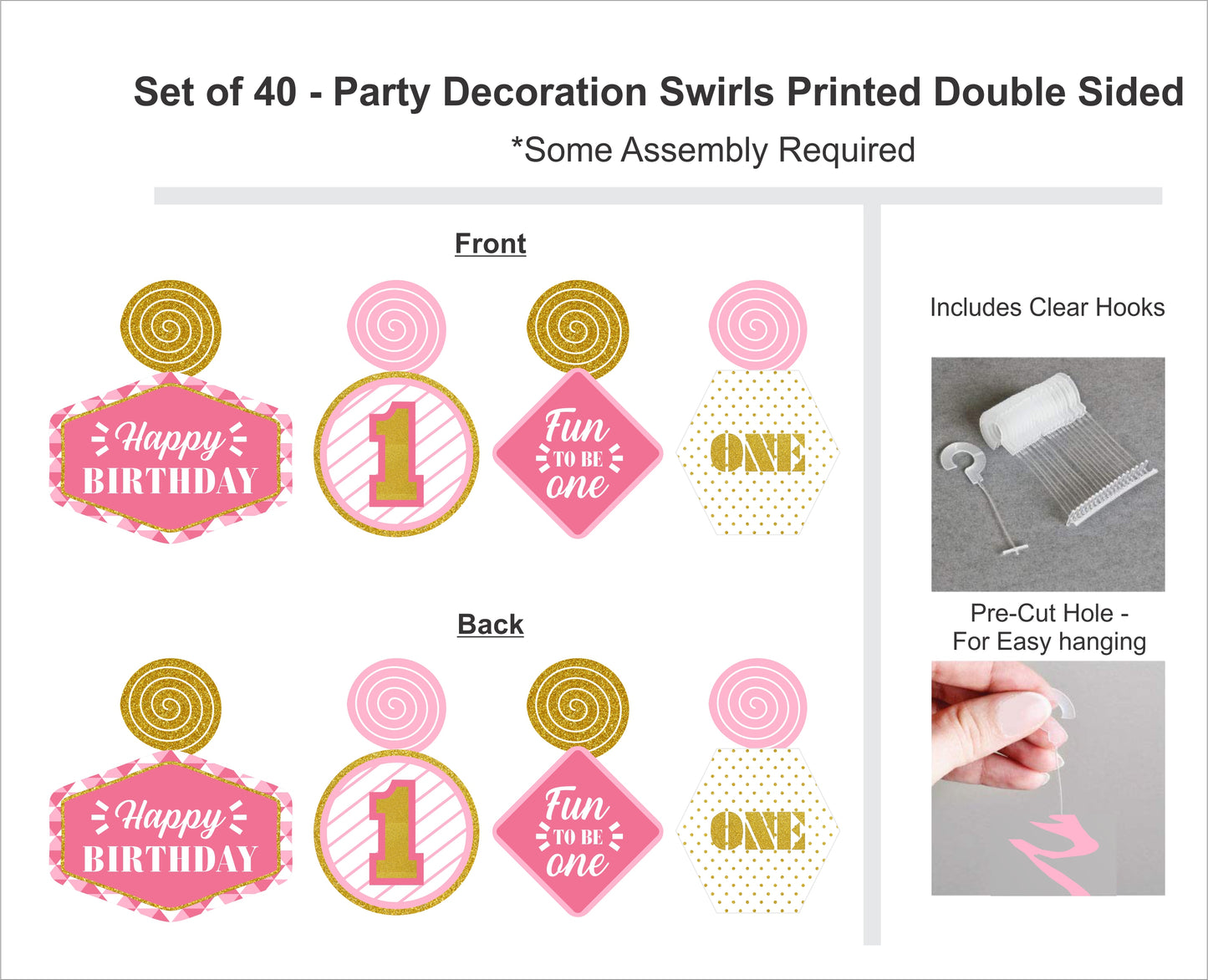 One is Fun First Birthday Party Hanging Set for Decoration