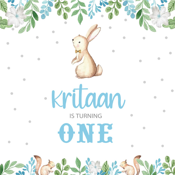 Personalize Bunny Birthday Backdrop Banner