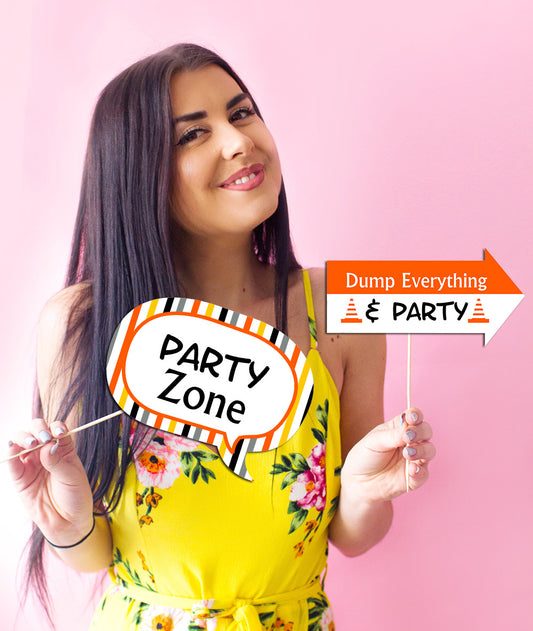 Construction Birthday Party Photo Booth Props Kit