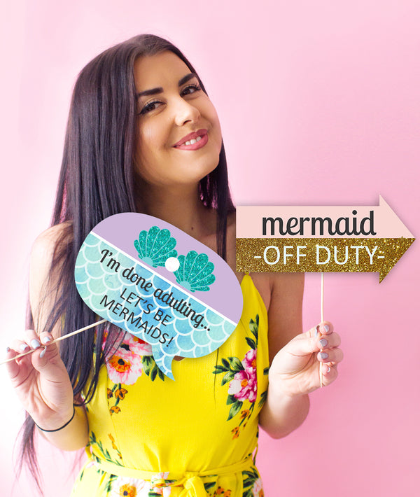 Mermaid Theme Birthday Party Photo Booth Props Kit