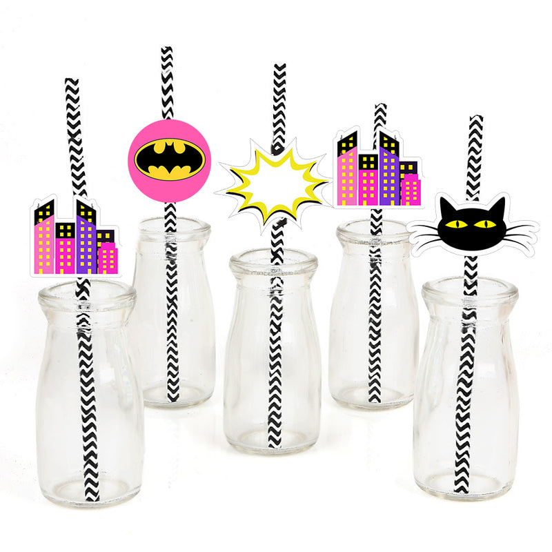 Super Girl Theme Birthday Party Straws