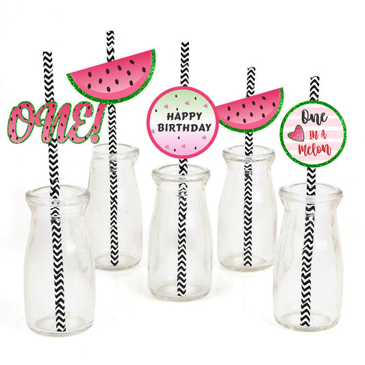 One In A Melon Theme Birthday Party Paper Decorative Straws