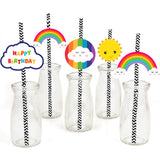 Rainbow Theme Birthday Party Paper Decorative Straws