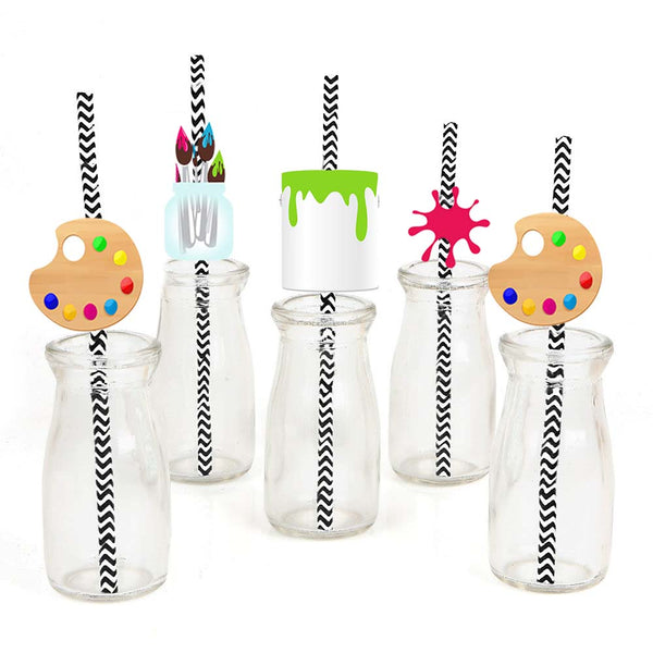 Art and Paint Theme Birthday Party Straws