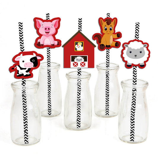 Farm Animal Theme Birthday Party Paper Decorative Straws
