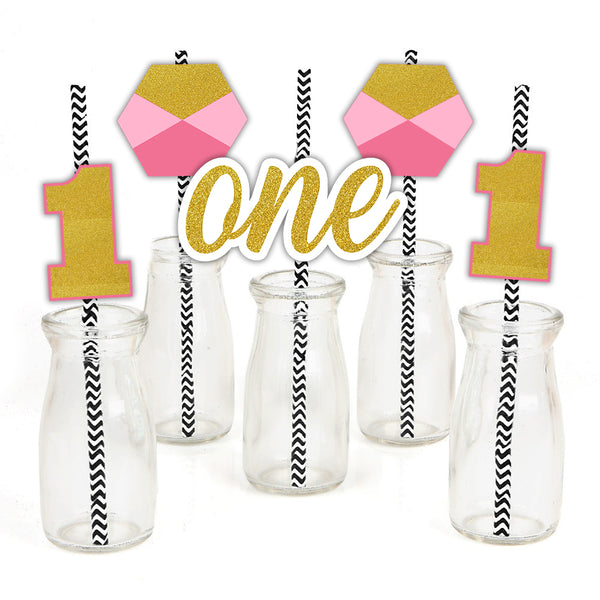 One is Fun First Birthday Party Paper Decorative Straws