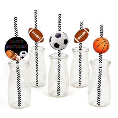 Sports  Theme Birthday Party Paper Decorative Straws