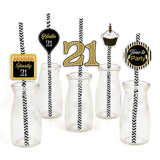 21st Birthday Party Paper Decorative Straws