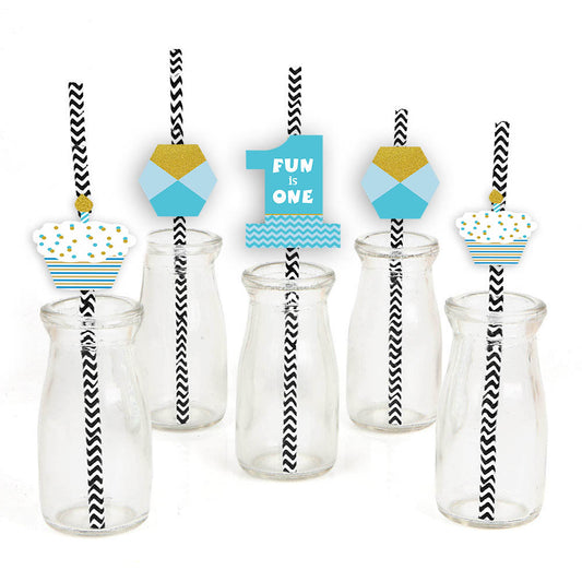 Fun Is One Theme Birthday Party Paper Decorative Straws