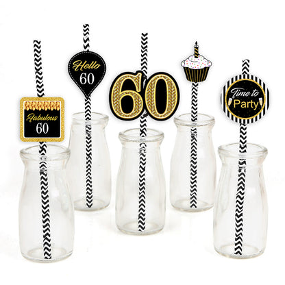 60th Birthday Party Paper Decorative Straws