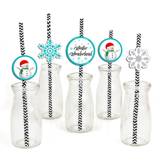 Winter Wonderland Theme Birthday Party Paper Decorative Straws