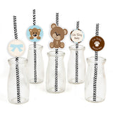 Cute Teddy Theme Welcome Baby Paper Decorative Straws