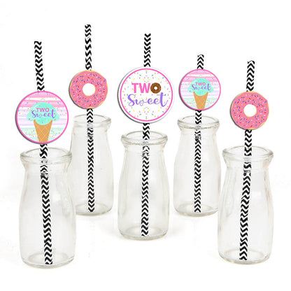 Two Sweet Theme Birthday Party Paper Decorative Straws