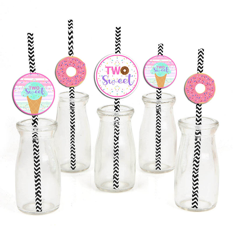 Two Sweet Theme Birthday Party Paper Decorative Straws