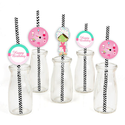 Spa Theme Birthday Party Paper Decorative Straws
