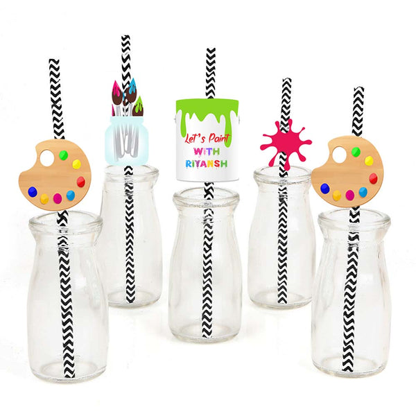 Art and Paint Theme Birthday Party Straws