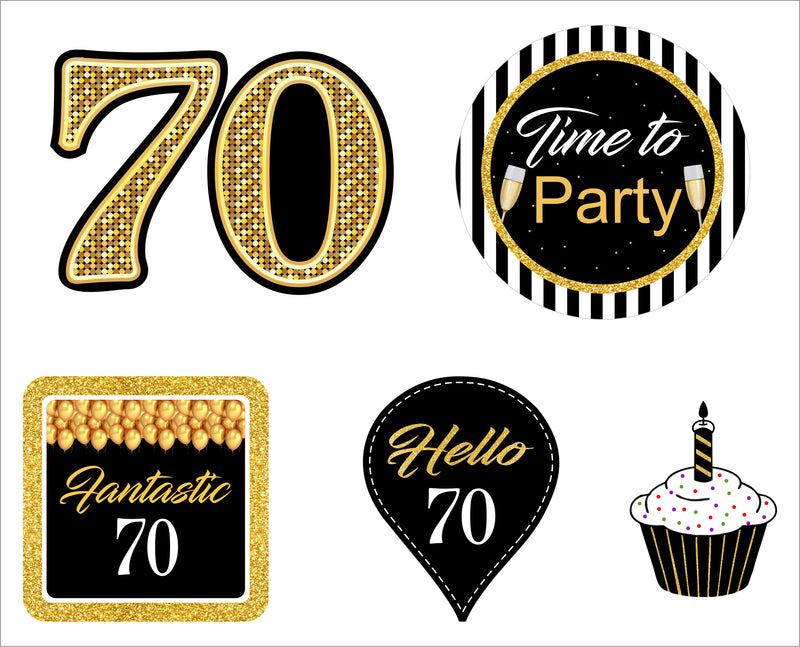 70th Birthday Party Paper Decorative Straws