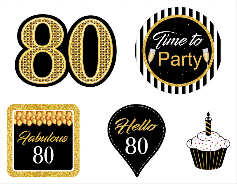 80th Birthday Party Thank You Gift Tags 