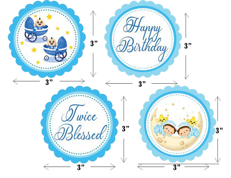 Twin Boys Theme Birthday Party Paper Decorative Straws