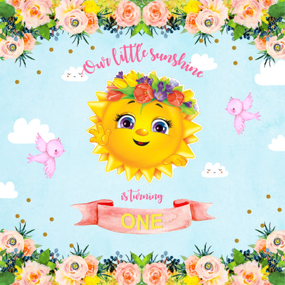 You Are My Sunshine Theme Birthday Party Backdrop