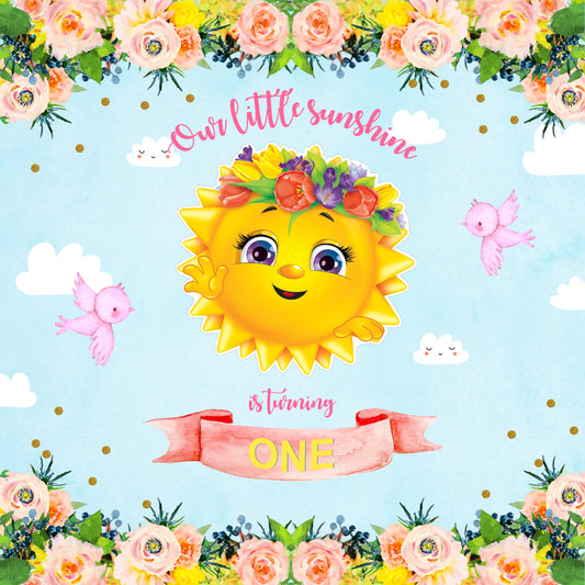 You Are My Sunshine Theme Birthday Party Backdrop