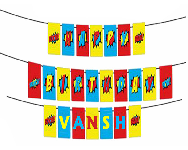 Personalized Super Hero Banner For Birthday Decoration I Happy Birthday Banner
