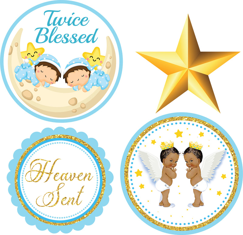 Twin Boys theme Birthday Party Table Toppers for Decoration