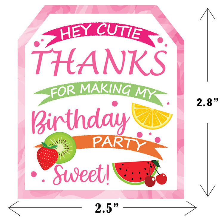 Twotti Fruity Theme Birthday Party Thank You Gift Tags 