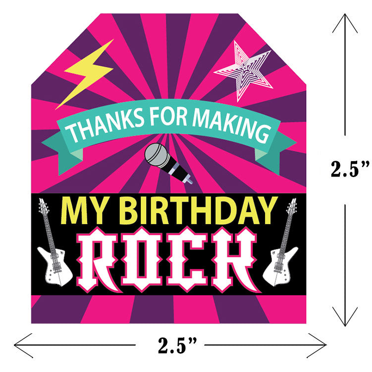 Rockstar Theme Birthday Party Thank You Gift Tags