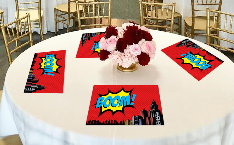 Super Hero Theme Birthday Table Mats for Decoration