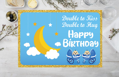 Twin Boys Theme Birthday Table Mats for Decoration