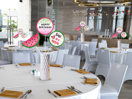 One In A Melon theme Birthday Party Table Toppers for Decoration 