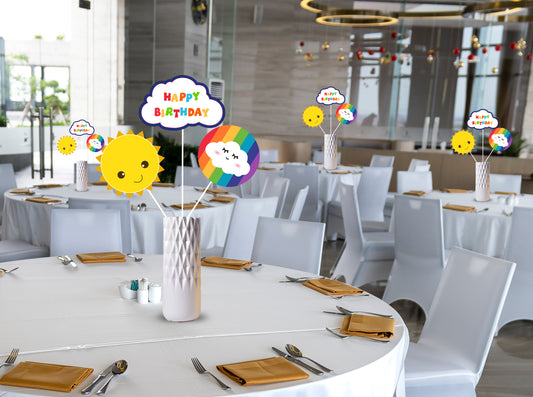 Rainbow theme Birthday Party Table Toppers for Decoration 