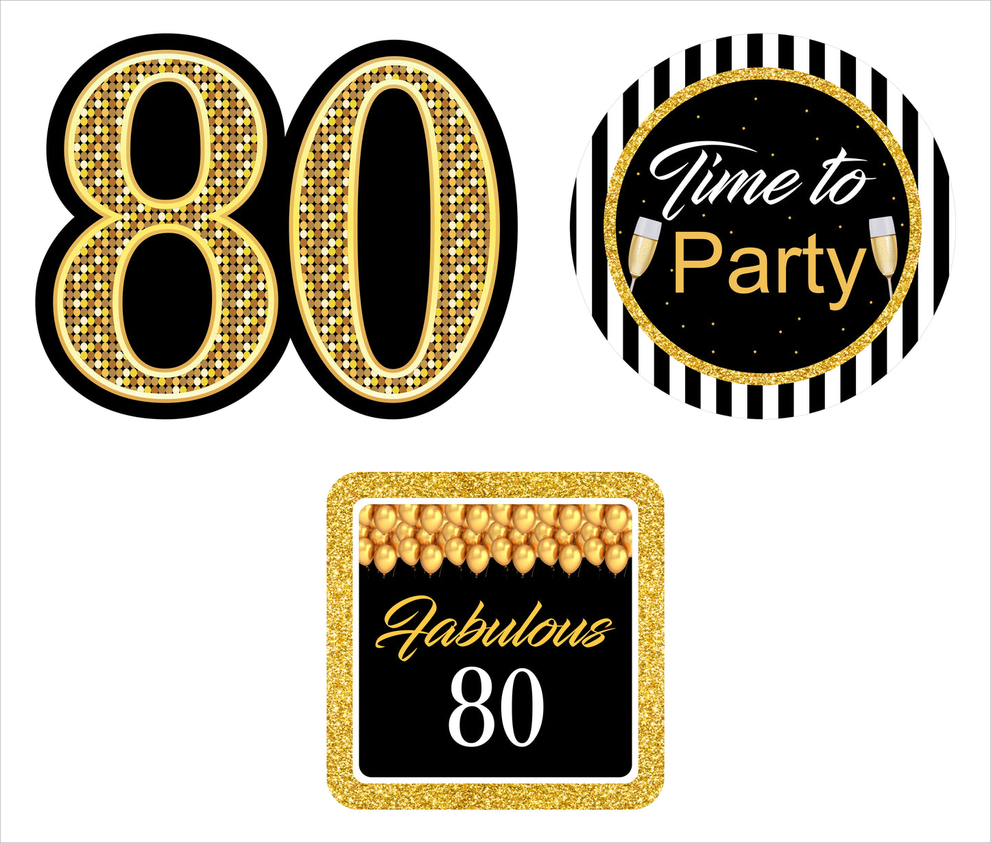 80th Birthday Party Table Toppers for Decoration 