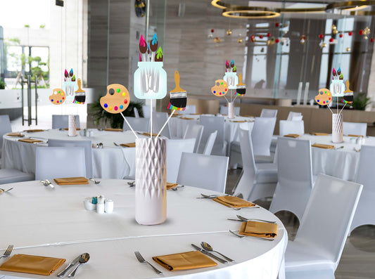 Art and Paint Theme Birthday Party Table Toppers
