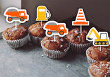 Construction Birthday Party Cupcake Toppers for Decoration