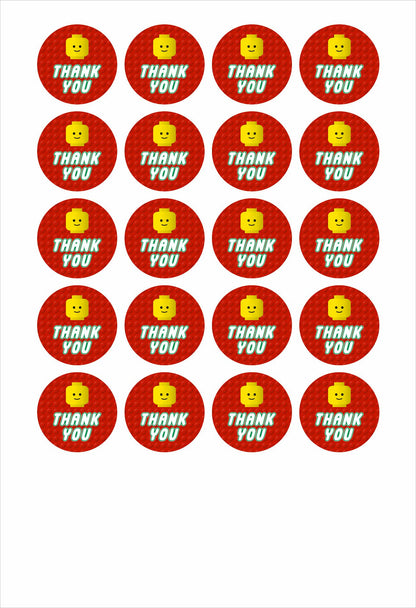 Lego Theme Birthday Party Thank You Gift Tags