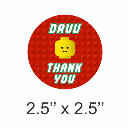 Lego Theme Birthday Party Thank You Gift Tags