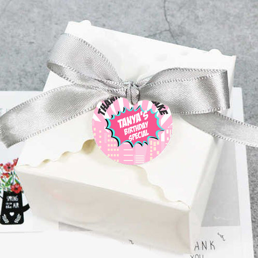 Super Girl Theme Birthday Party Thank You Gift Tags