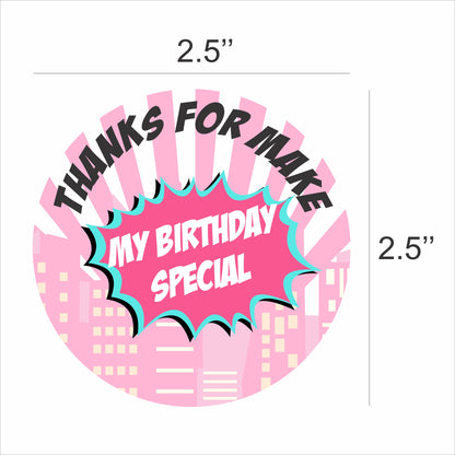 Super Girl Theme Birthday Party Thank You Gift Tags