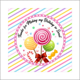 Candyland Theme Birthday Party Thank You Gift Tags
