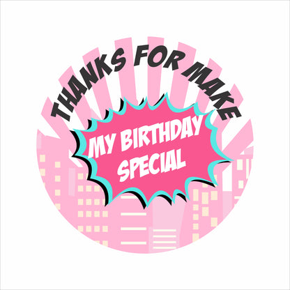Super Girl Theme Birthday Party Thank You Gift Tags