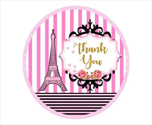 Oh La La Paris Theme Birthday Party Thank You Gift Tags 