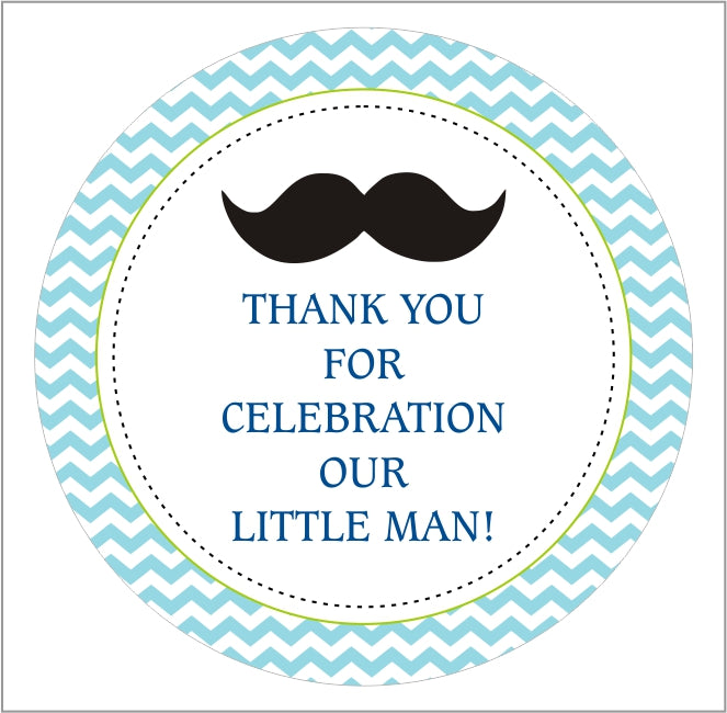 Little Man Theme Birthday Party Thank You Gift Tags