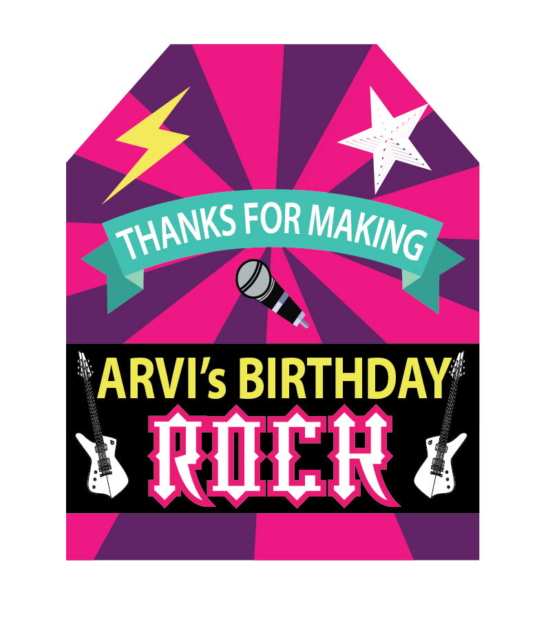 Rockstar Theme Birthday Party Thank You Gift Tags