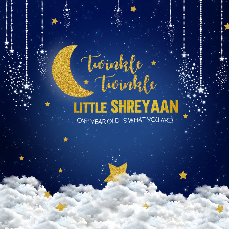 Personalize Twinkle Twinkle Little Star Birthday Backdrop Banner