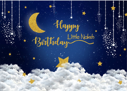 Personalize Twinkle Twinkle Little Star Birthday Backdrop Banner