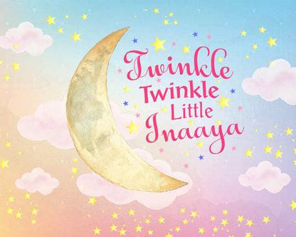 Personalize Twinkle Twinkle Little Star Birthday Backdrop Banner