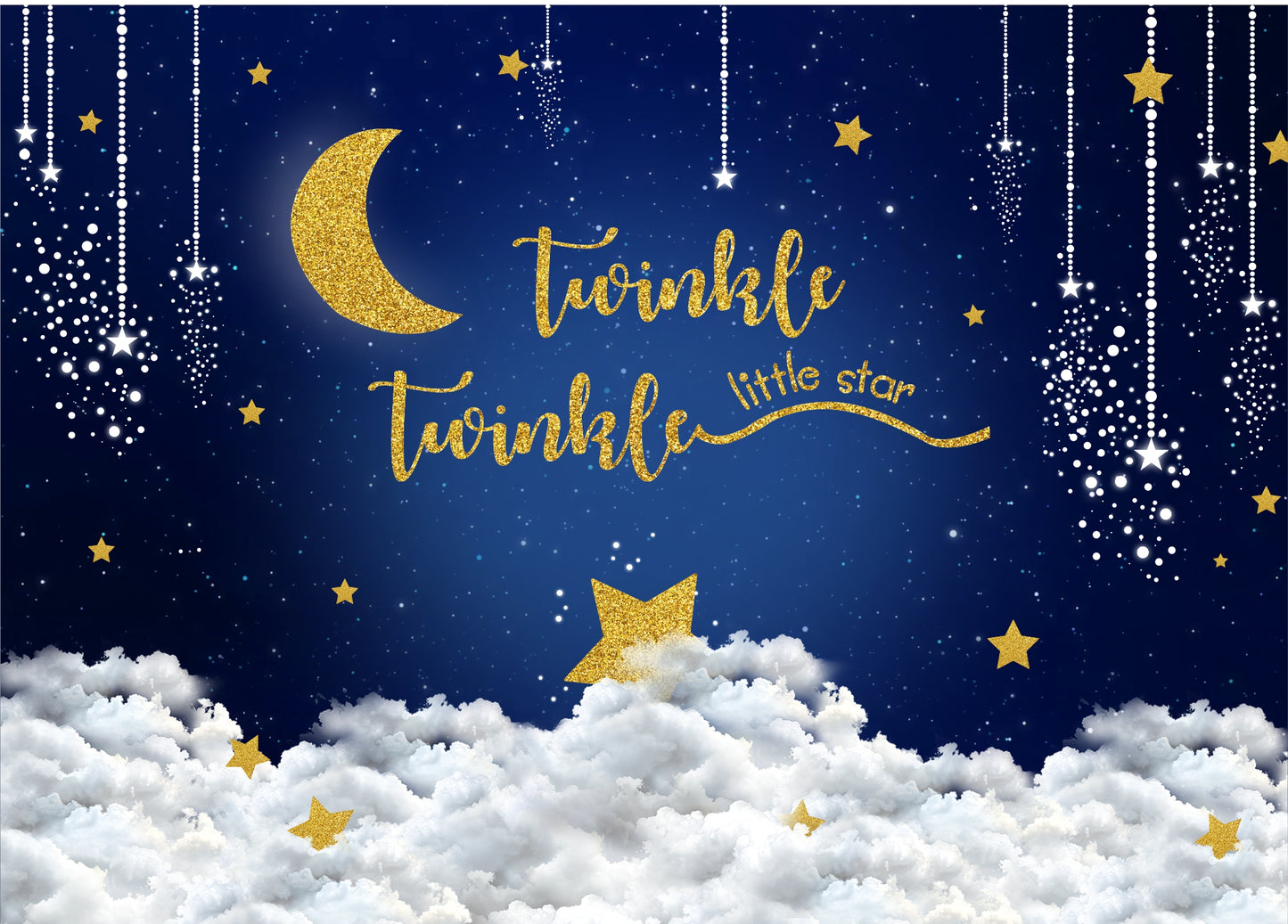Personalize Twinkle Twinkle Little Star Birthday Backdrop Banner